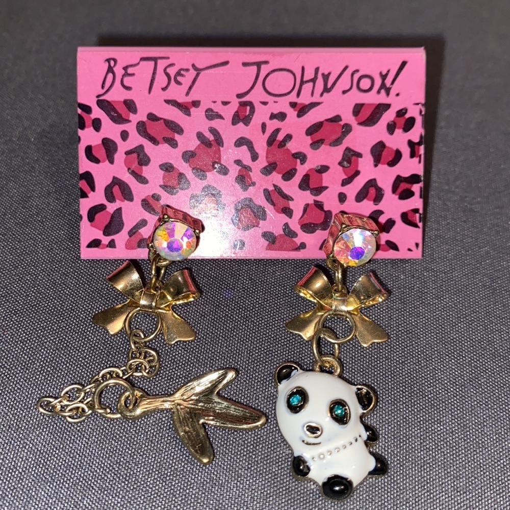 3/$30 Betsy Johnson Panda Earrings
